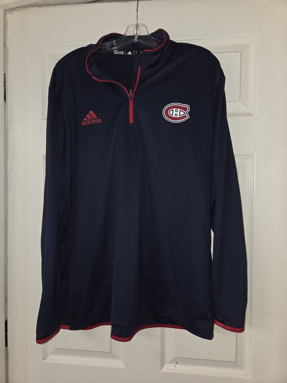 Montreal Canadiens Adidas Mens Xl Climalite Navy Quarter Zip Pullover